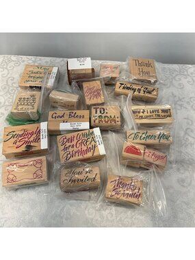 Assorted Rubber Stamps For Crafting & Cardmaking With Sentiments & Designs Pre-O